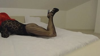 Crossdresser sexy on bed tease